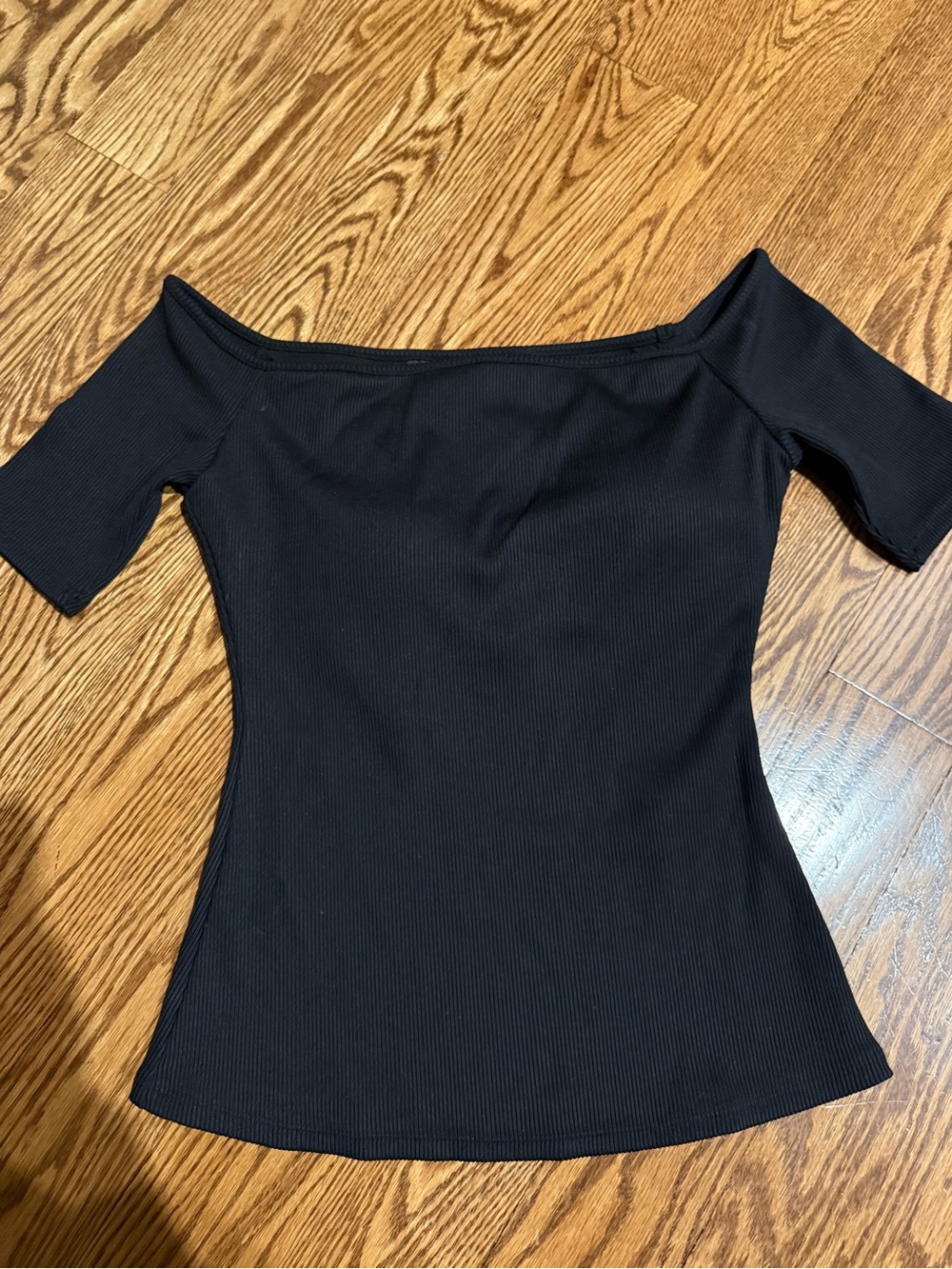 Black Off-the-Shoulder Ribbed Top